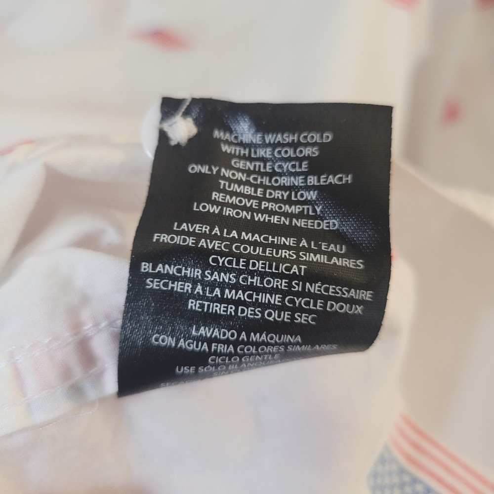 Mad Engine XXL Button Down Shirt White American Flag Print Short Sleeve Cotton - Picture 7 of 8